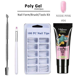 4pcs/kit Poly Gel Set LED Clear UV Gel Varnish Nail Polish Art Kit Quick Building For Nails Extensions Hard Gel Polygel Nail Kit