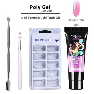 4pcs/kit Poly Gel Set LED Clear UV Gel Varnish Nail Polish Art Kit Quick Building For Nails Extensions Hard Gel Polygel Nail Kit