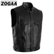 ZOGGA 2019 Men Vest Black Biker Motorcycle Hip Hop Waistcoat Male Faux Leather Punk Solid Black Spring Sleeveless Leather Vest