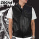 ZOGGA 2019 Men Vest Black Biker Motorcycle Hip Hop Waistcoat Male Faux Leather Punk Solid Black Spring Sleeveless Leather Vest