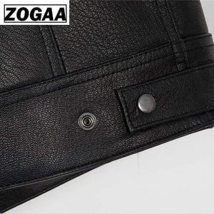 ZOGGA 2019 Men Vest Black Biker Motorcycle Hip Hop Waistcoat Male Faux Leather Punk Solid Black Spring Sleeveless Leather Vest