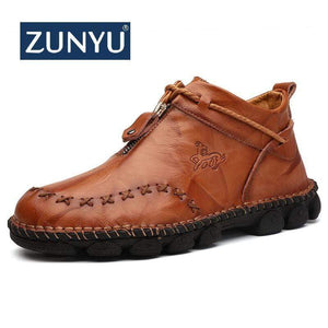 ZUNYU Autumn New Leather Men Boots Winter High Tops Man Casual Ankle Boot Comfortable Men's Snow Shoes Work Plus Size 38-48
